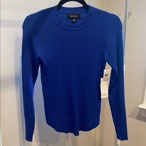 Karen Kane Royal Blue Crew Neck Sweater with Ribbed Detailing and Long S…